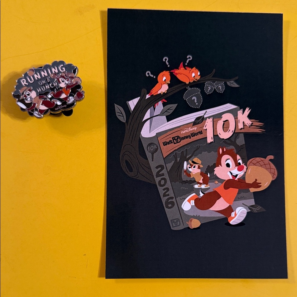 Disney Chip 'n' Dale 10k marathon weekend pin and postcard combo 2026
